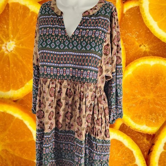 NEW Jodifl Colorful Patterned 3/4 sleeve Mini Dess Size S - Picture 2 of 7